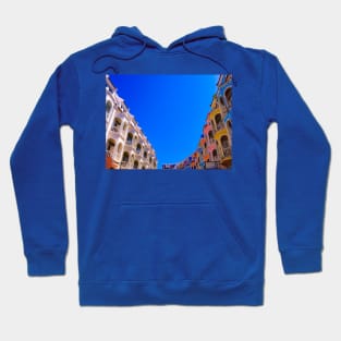 Low angle view of ancient two row of upper floors Hoodie